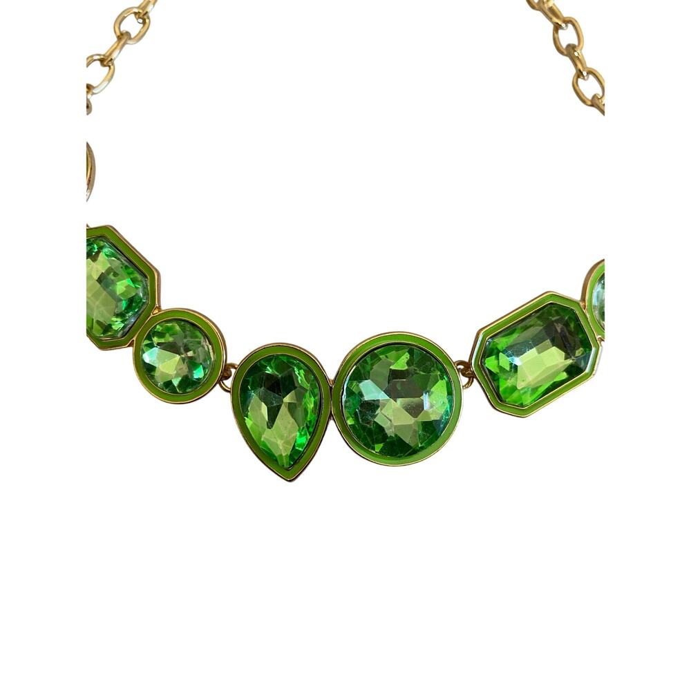 Piper Statement Gem Choker Necklace Green NEW - Picture 4 of 7